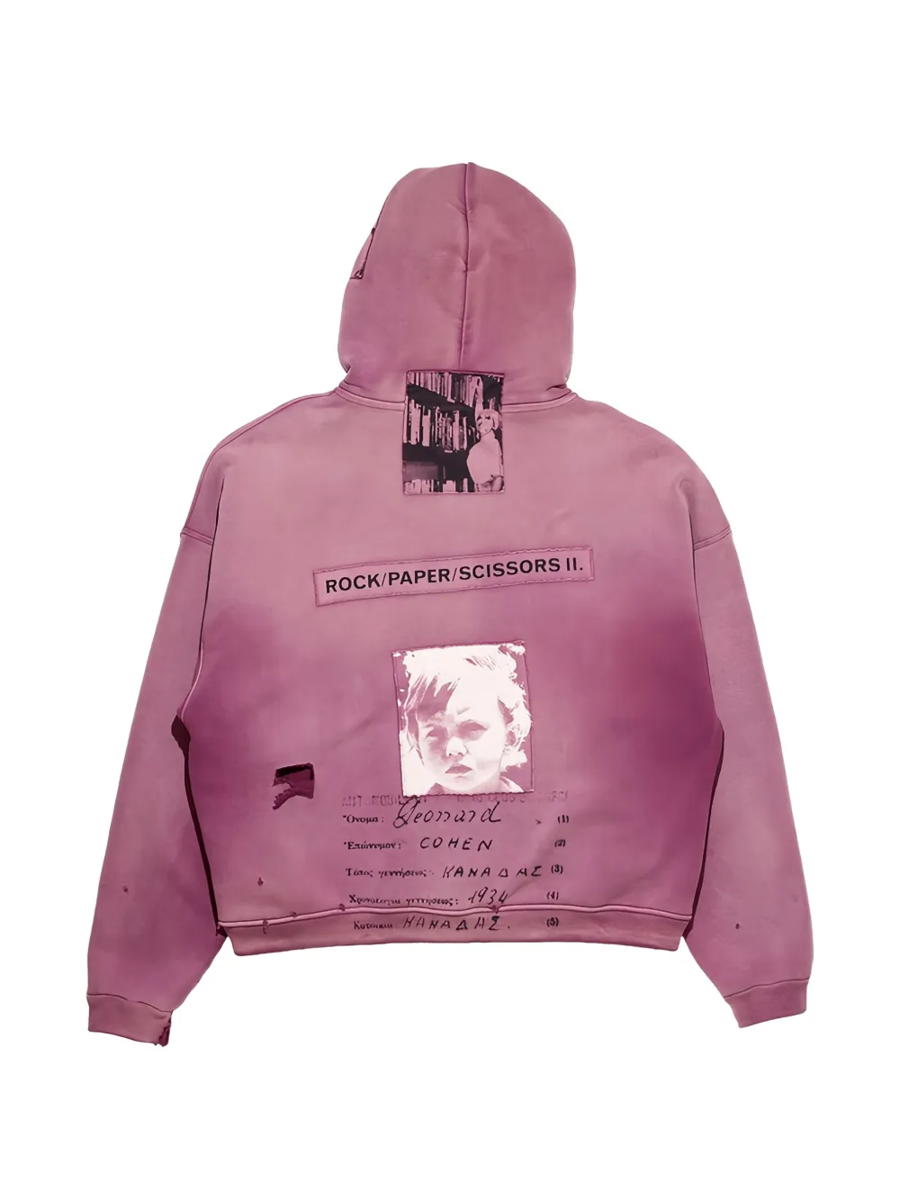 Enfants Riches Déprimés Gerafelde hoodie met patch Paars