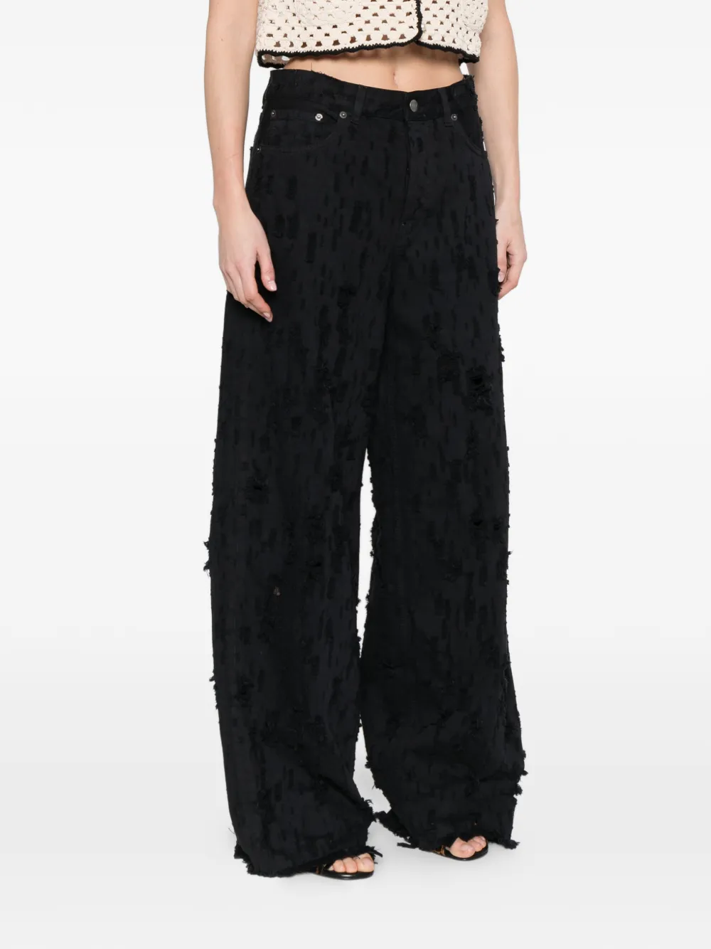  Haikure Bethany Bull Destroyed-effect Jeans - Black 