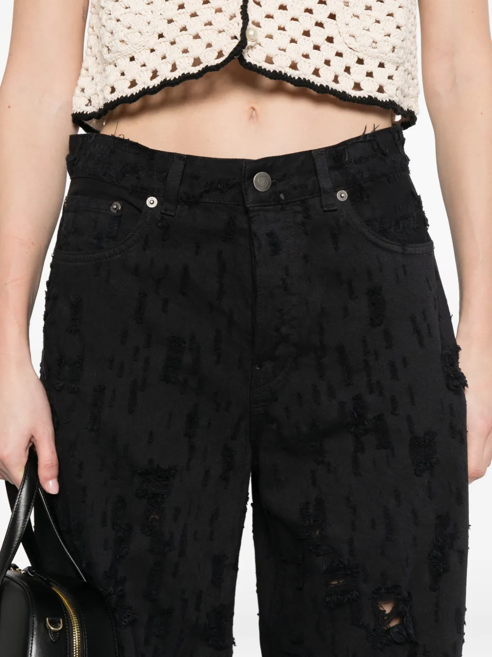 Haikure Bethany gerafelde jeans Zwart