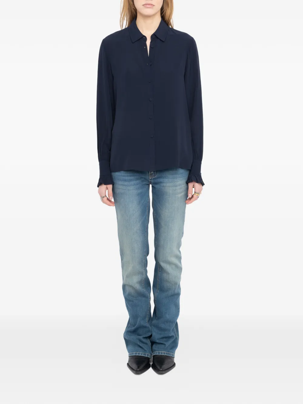  Zadig&voltaire Thely Ruffled-cuffs Long-sleeves Shirt - Blue 