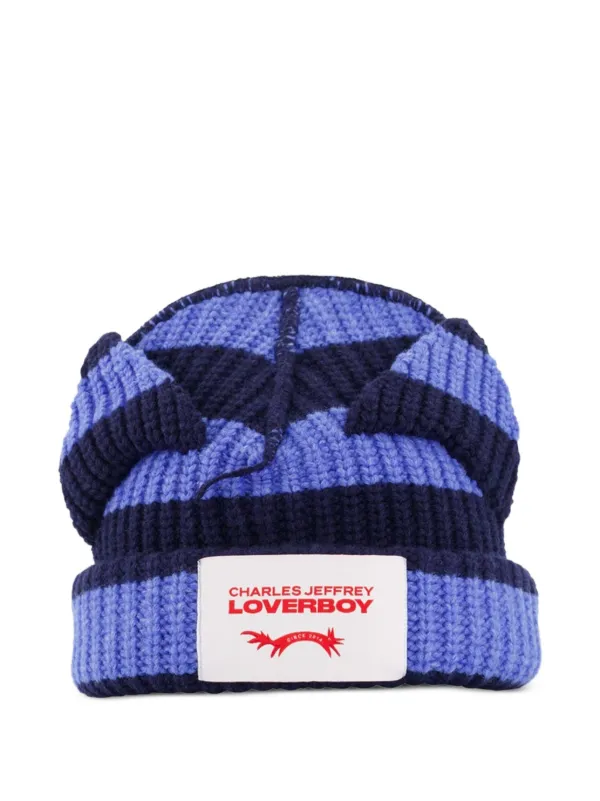 帽子 jichoi AW23 BEANIE BAG (BLUE GREY) Charles Jeffrey Loverboy Chunky Ears Beanie Hat | Blue | FARFETCH RO