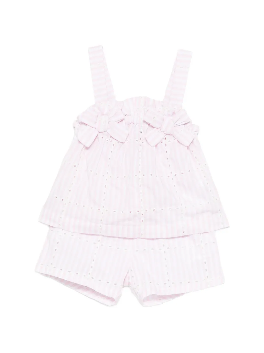 Tartine Et Chocolat bow striped short sets (set of two) - Rosa
