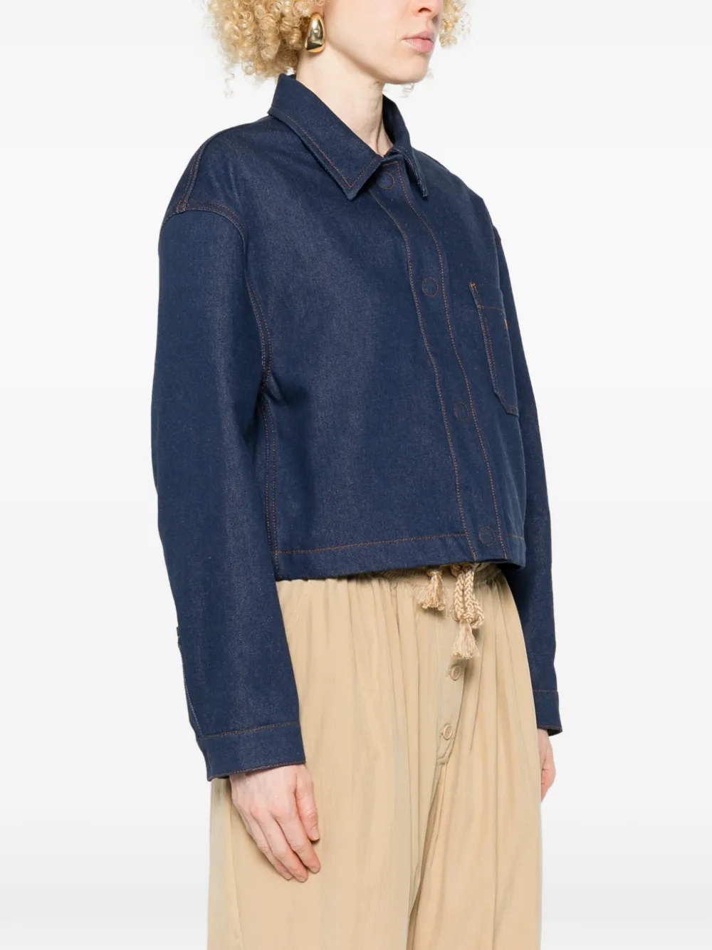  Fendi Logo-embroidered Denim Jacket - Blue 