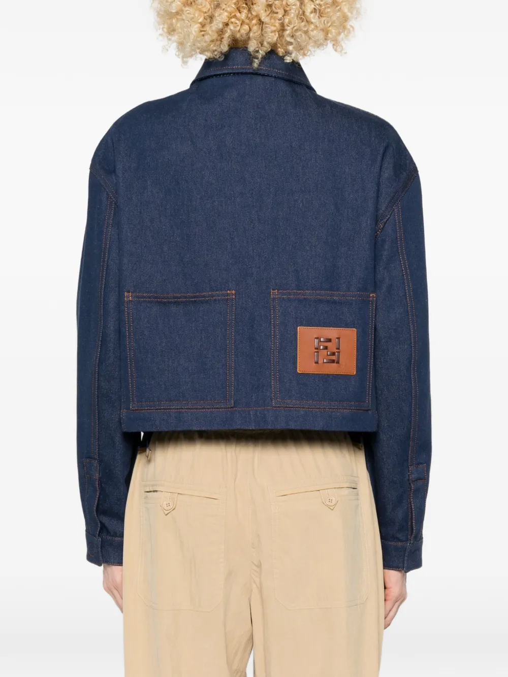 FENDI Spijkerjack met geborduurd logo Blauw