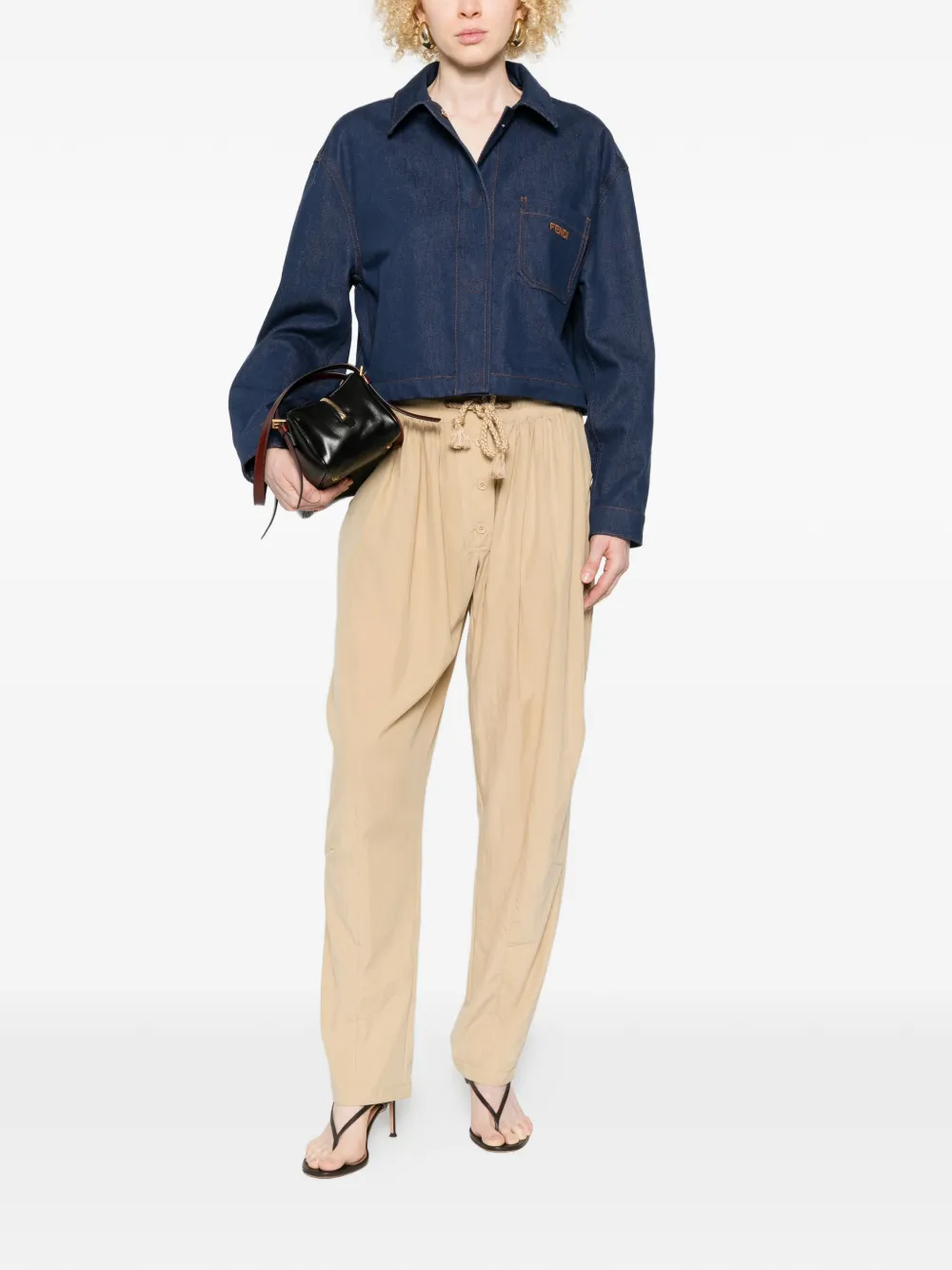  Fendi Logo-embroidered Denim Jacket - Blue 