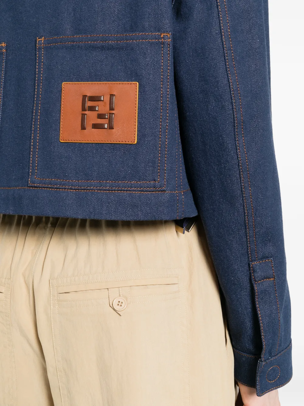 FENDI Spijkerjack met geborduurd logo Blauw