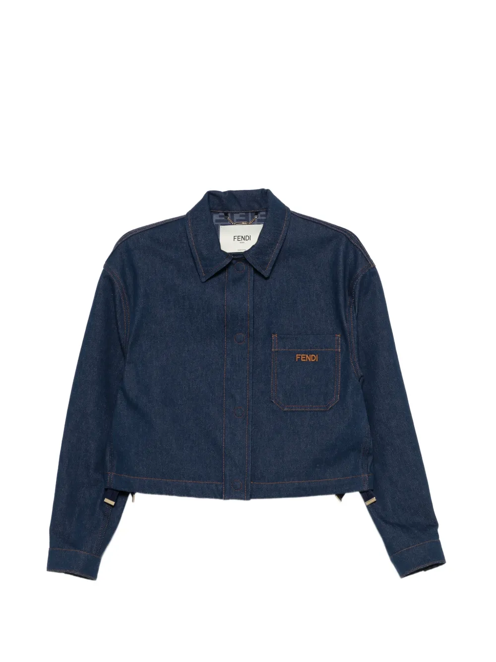 FENDI logo-embroidered denim jacket - Blu