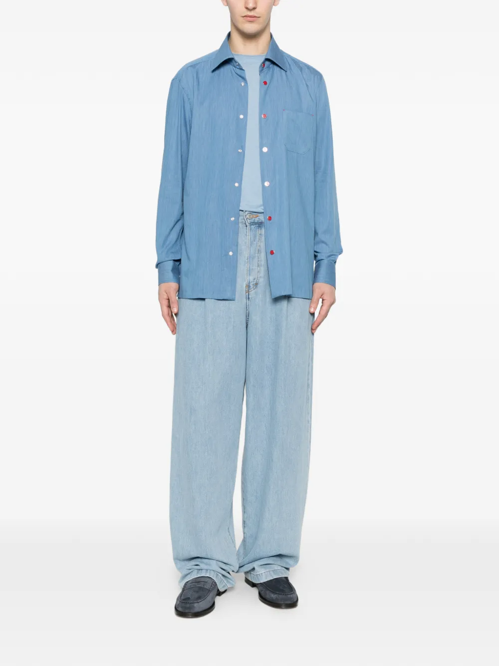 Kiton 패치 포켓 스냅 버튼 셔츠 | Image 2