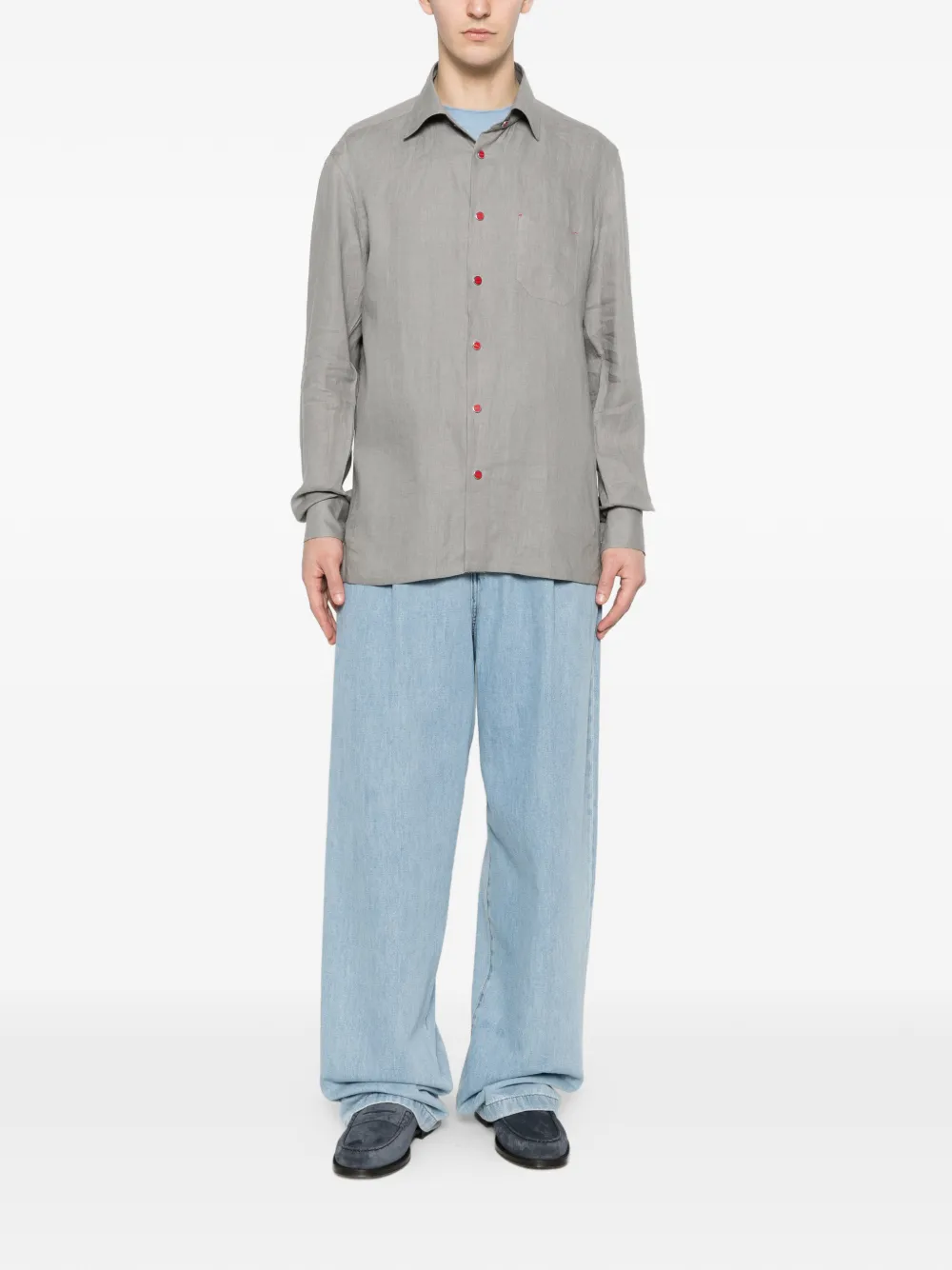 Kiton 패치 포켓 스냅 버튼 셔츠 | Image 2