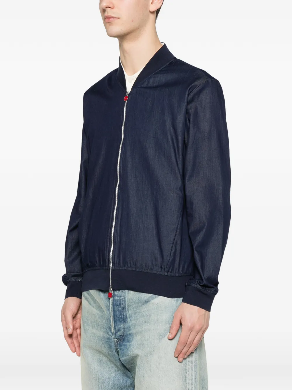  Kiton Zip Bomber Jacket - Blue 