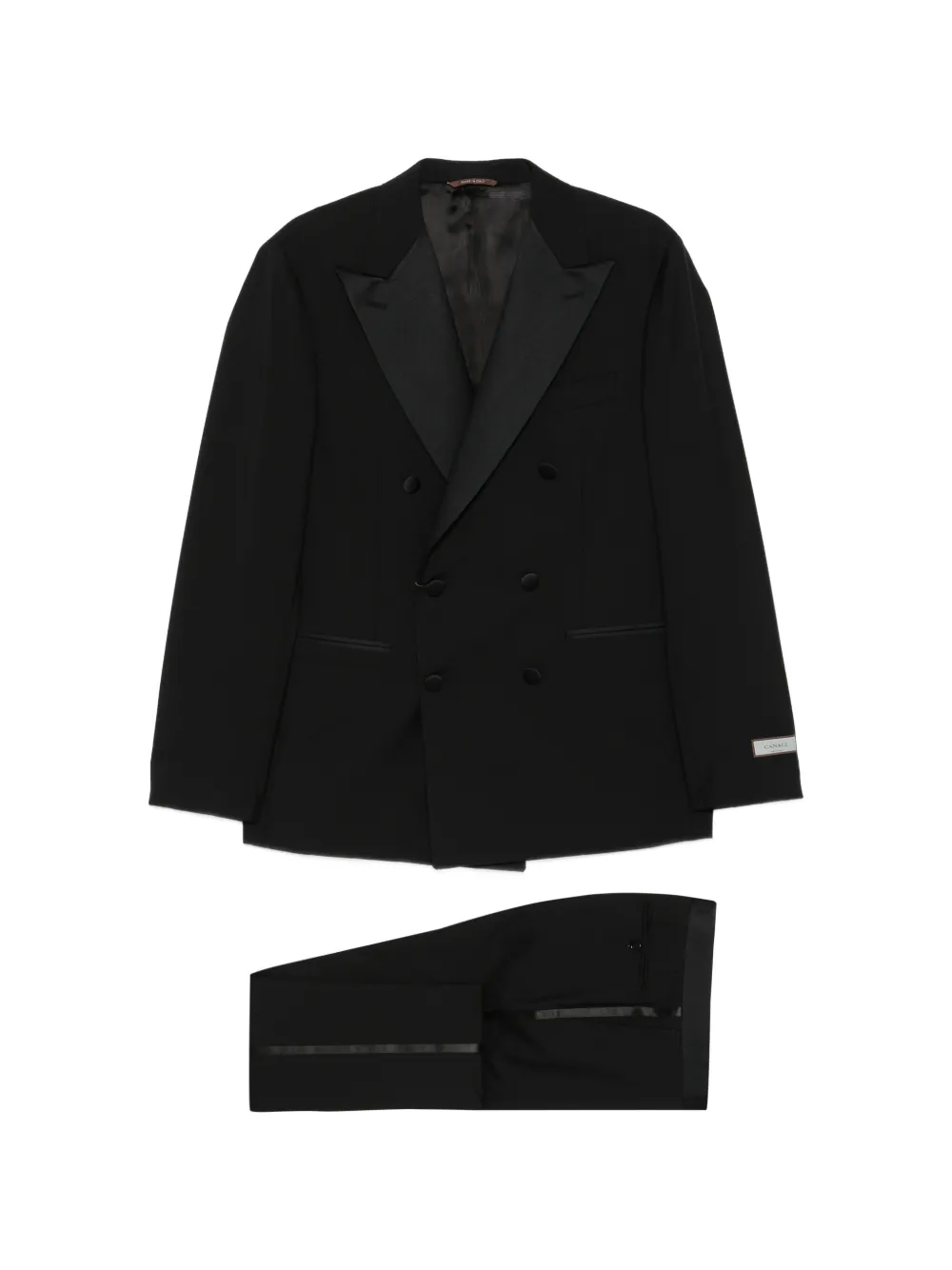 Canali logo-patch double-breasted dinner suit | Black | Image 1