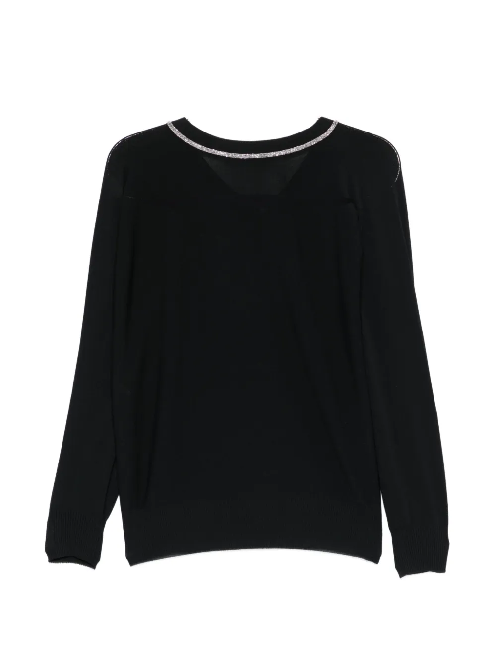  D.exterior V-neck Long-sleeve Sweater - Black 