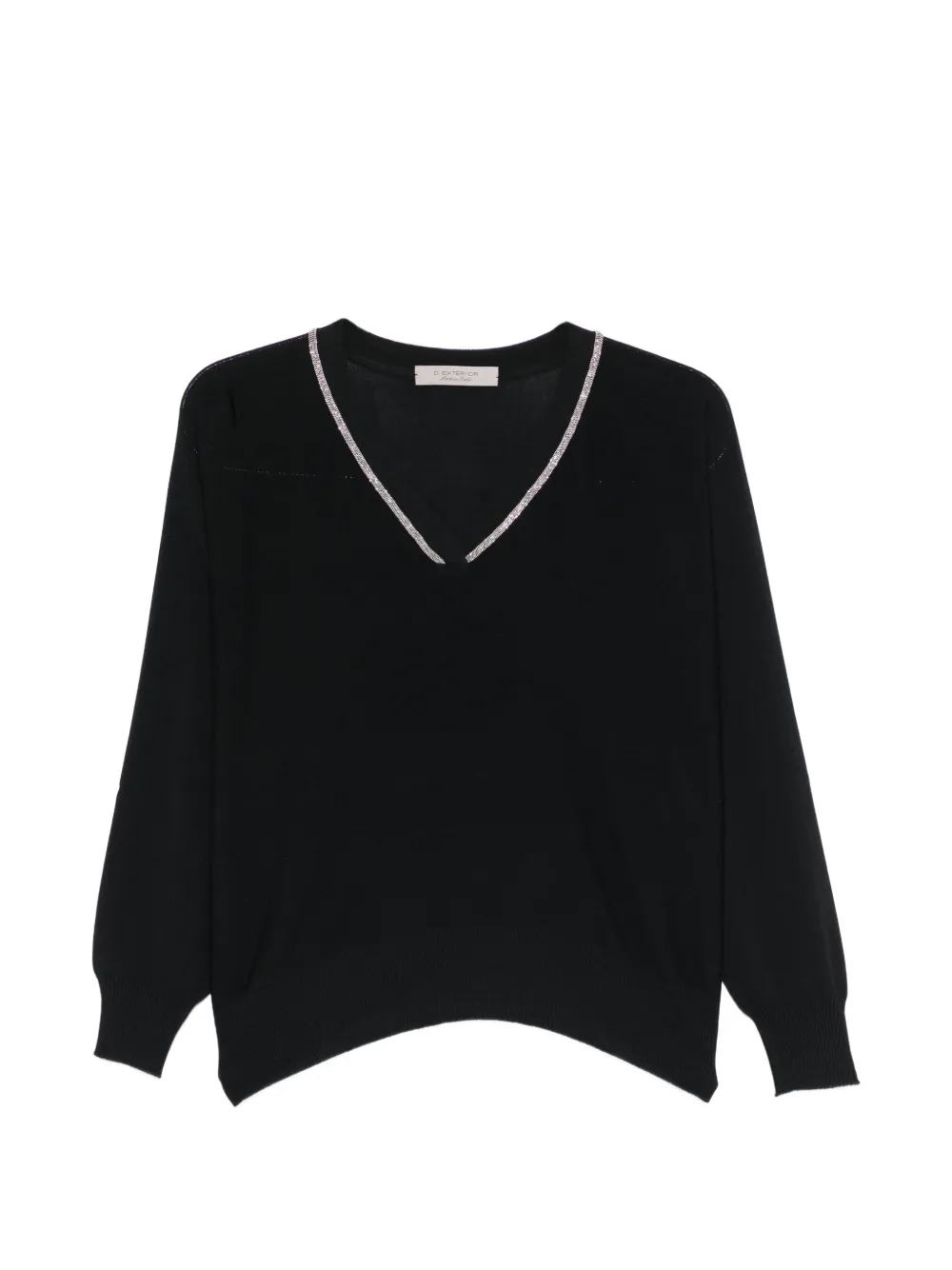D.Exterior V-neck long-sleeve sweater - Nero