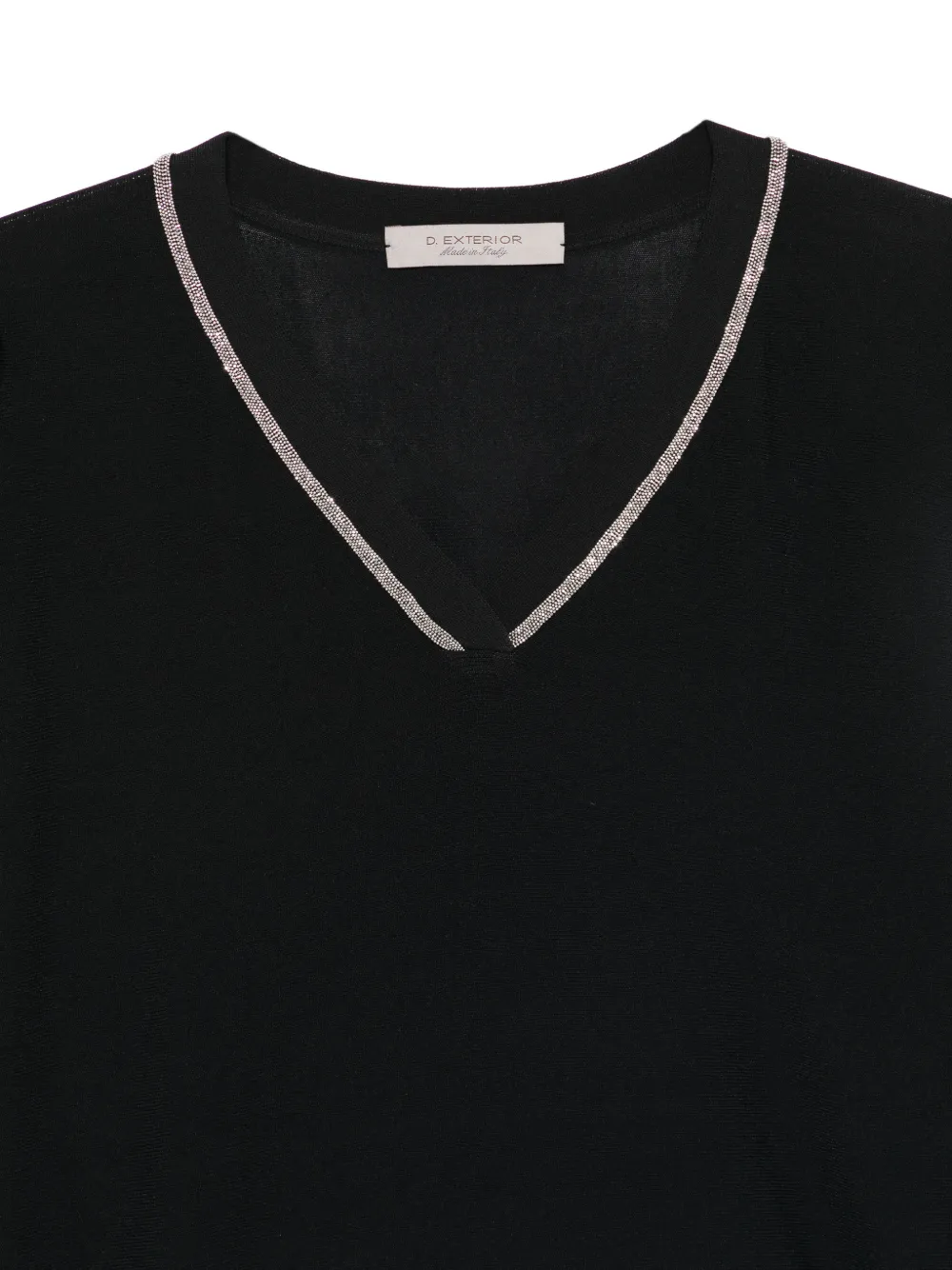  D.exterior V-neck Long-sleeve Sweater - Black 