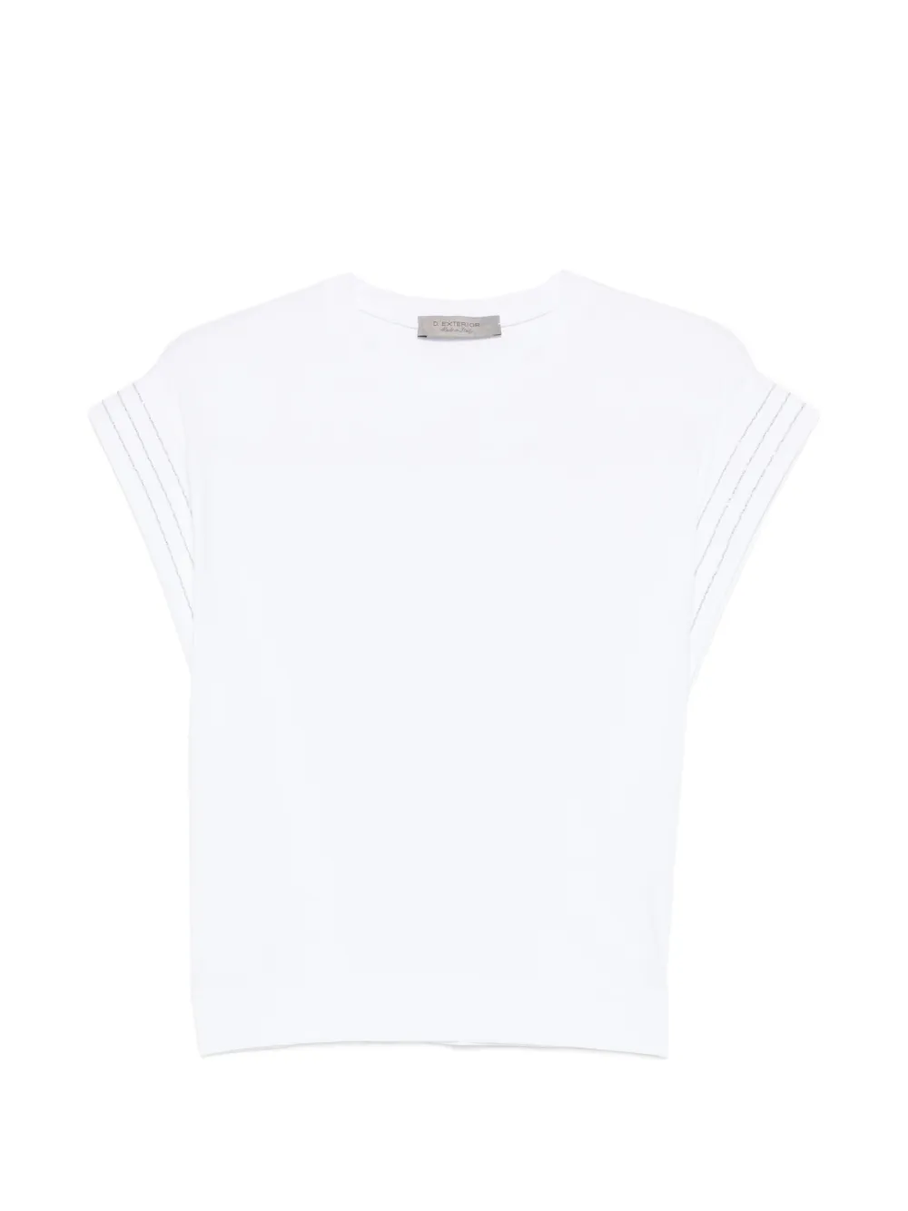 D.Exterior T-shirt met gestreepte mouwen Wit