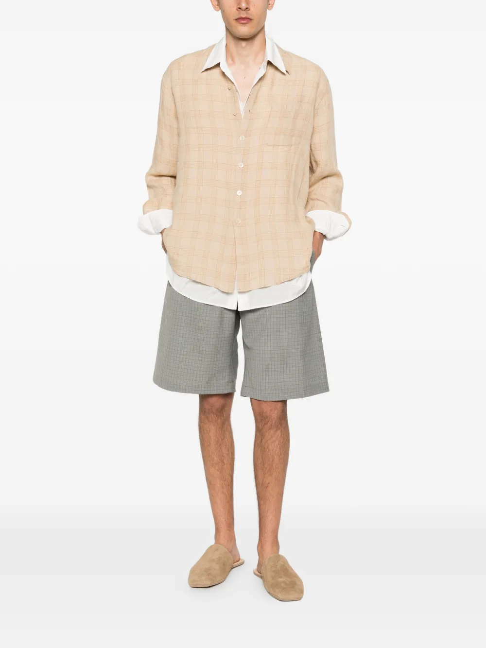 OUR LEGACY Geruite shorts Groen