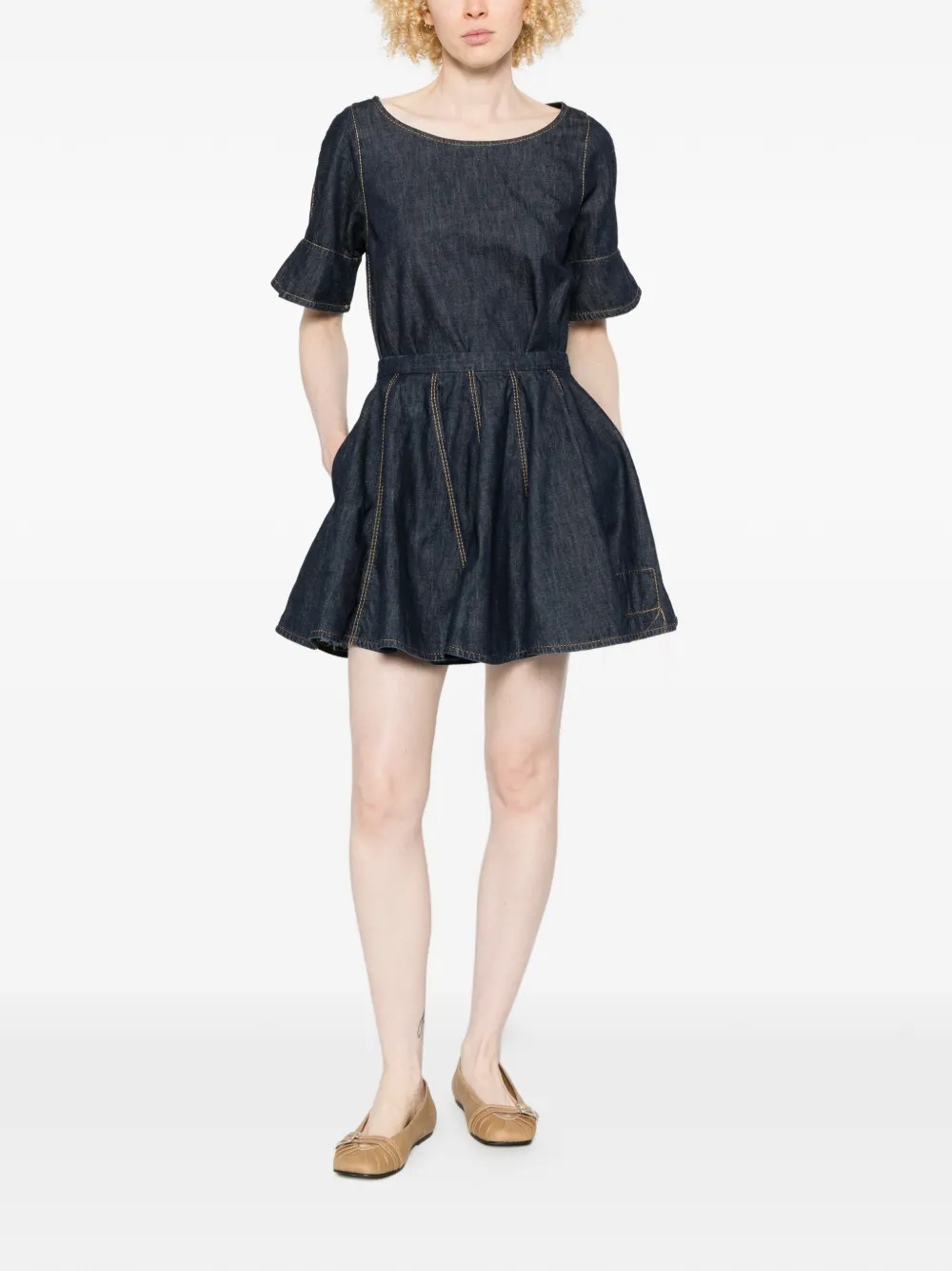  Susanne Bommer Pleated Mini Skirt - Blue 