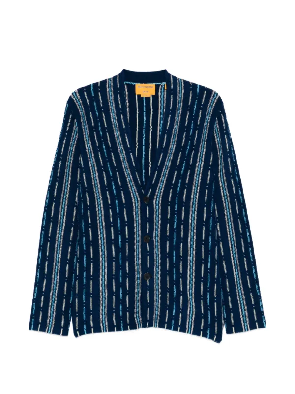 Guest In Residence Striped V-neck Cardigan in Blue
