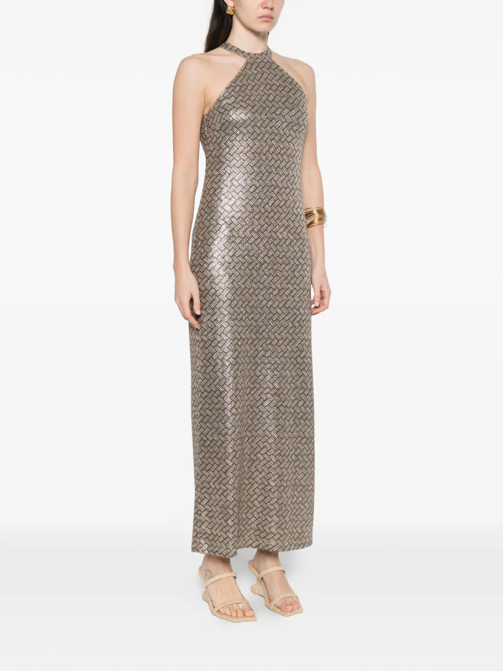 Basketweave-Pattern Maxi Dress