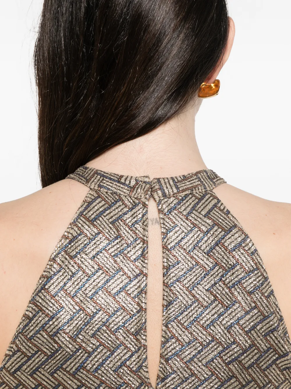 Basketweave-Pattern Maxi Dress