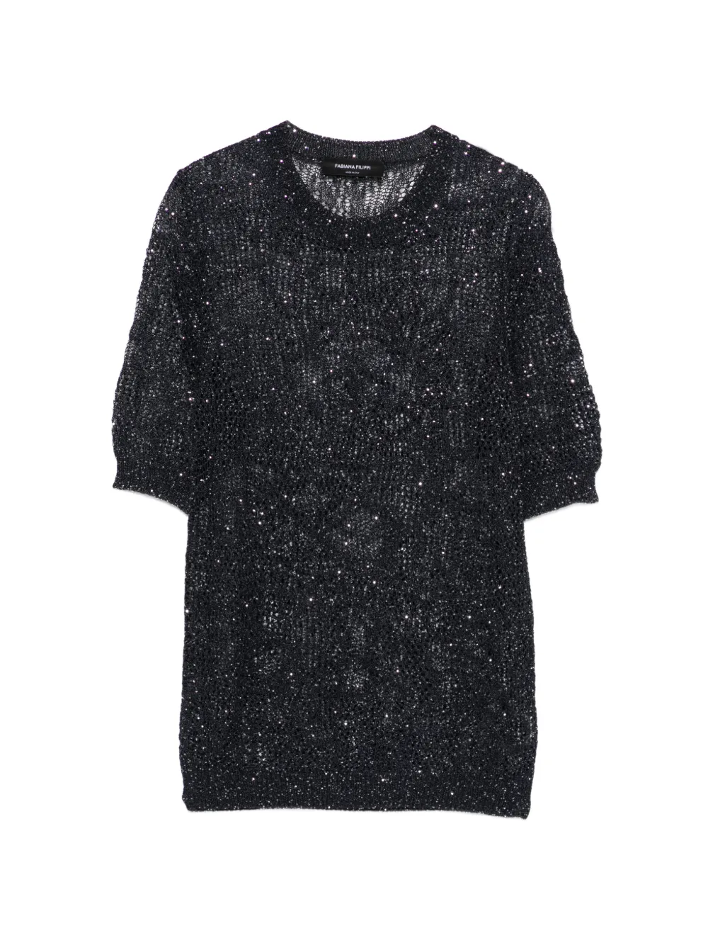Fabiana Filippi open-knit sparkle T-shirt - Blau
