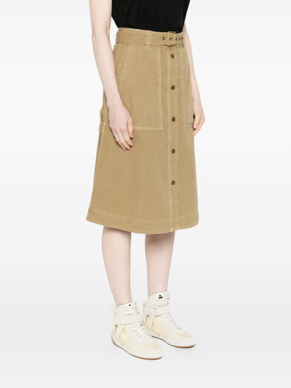  Moncler Belted Midi Skirt - Neutrals 
