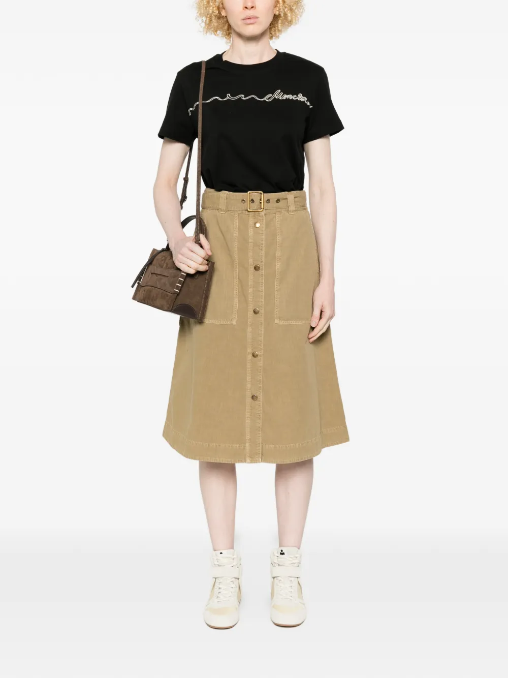  Moncler Belted Midi Skirt - Neutrals 