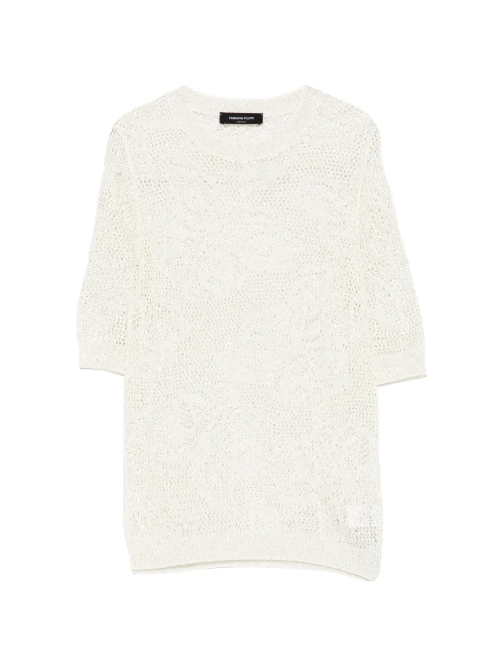 Fabiana Filippi openwork sparkle T-shirt - Nude