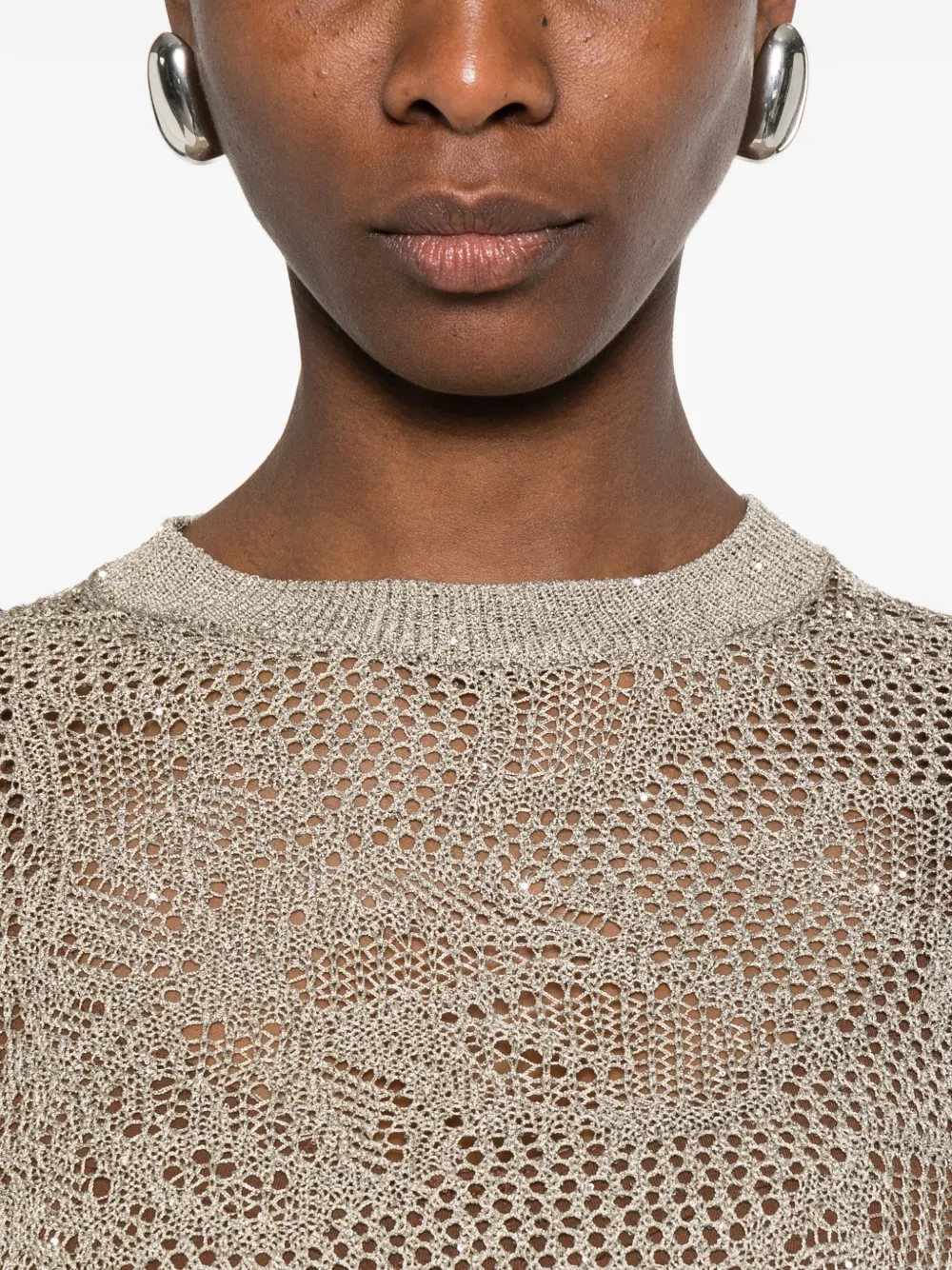 Fabiana Filippi Opengebreid T-shirt Beige