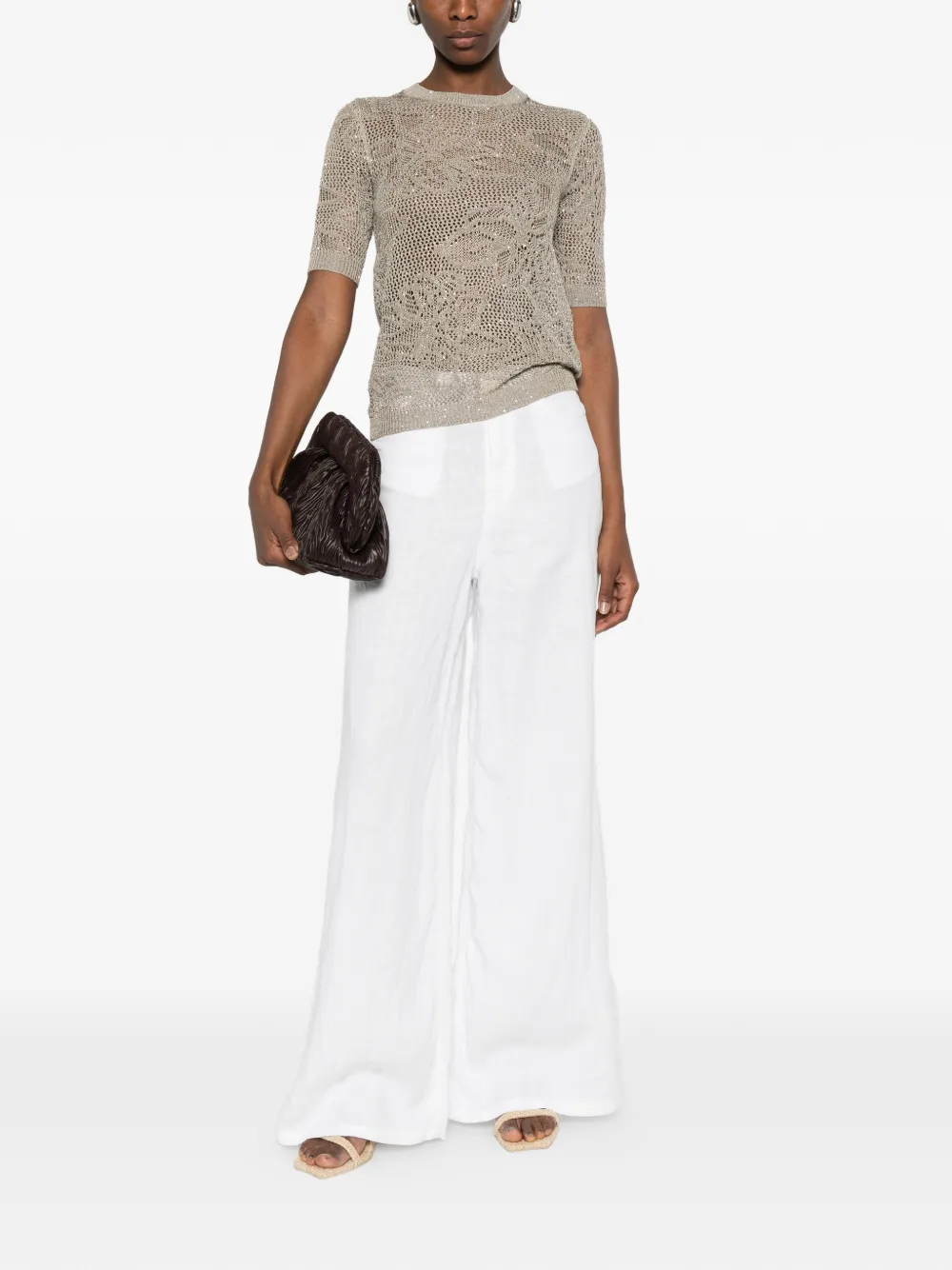 Fabiana Filippi Opengebreid T-shirt Beige