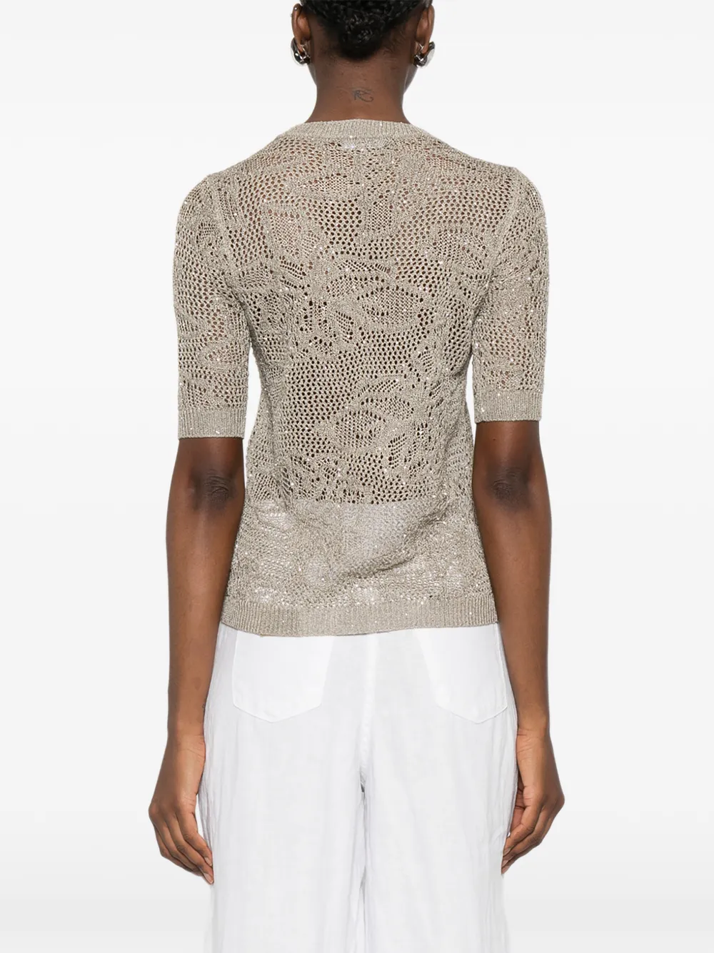 Fabiana Filippi Opengebreid T-shirt Beige