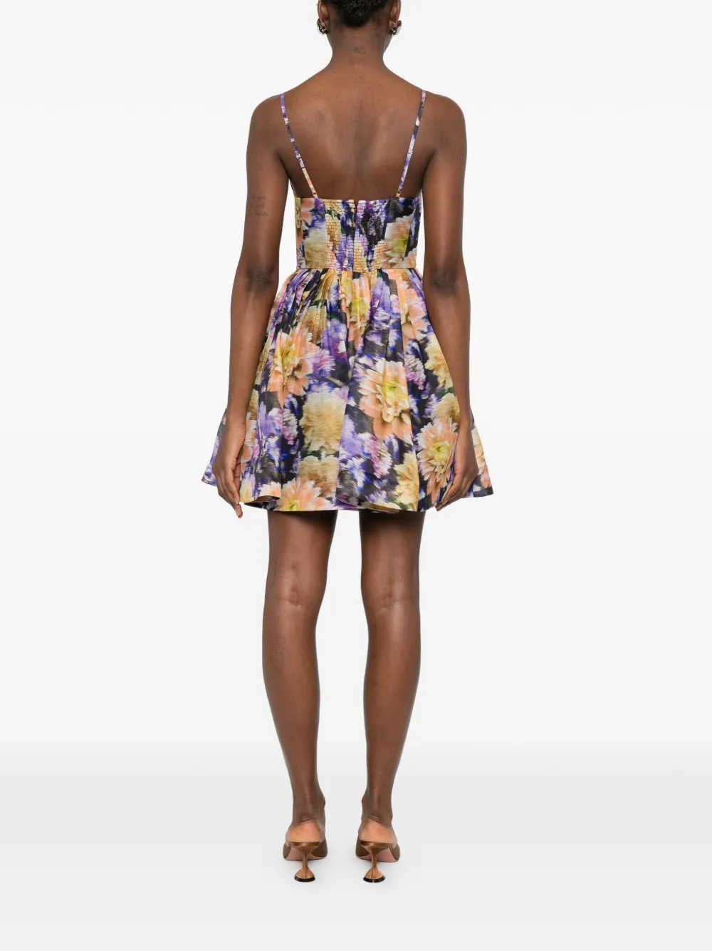 ZIMMERMANN Mini-jurk met V-hals en bloemenprint Paars