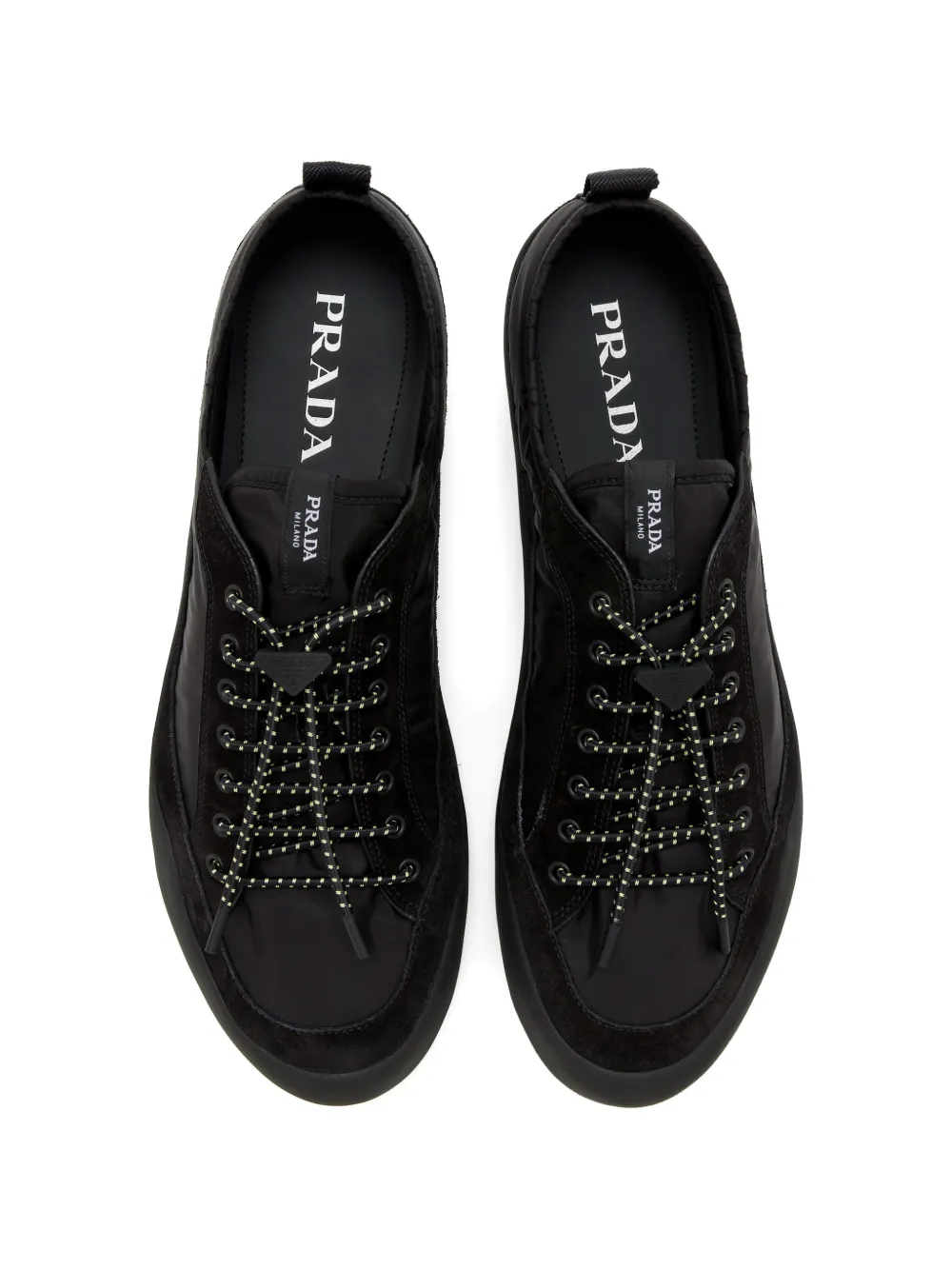 Prada suede lace-up sneakers Zwart