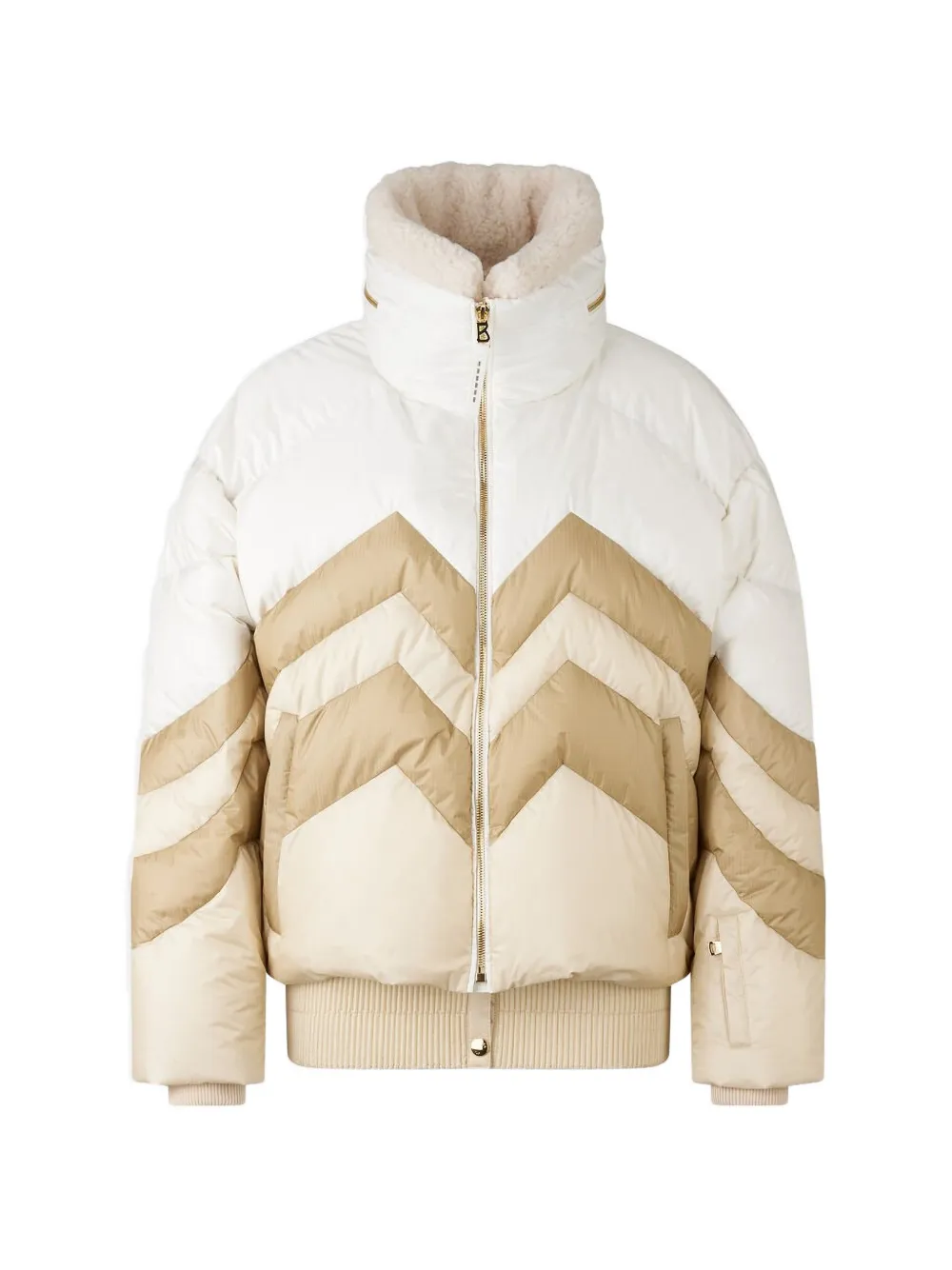 BOGNER detachable collar chevron puffer jacket - Nude