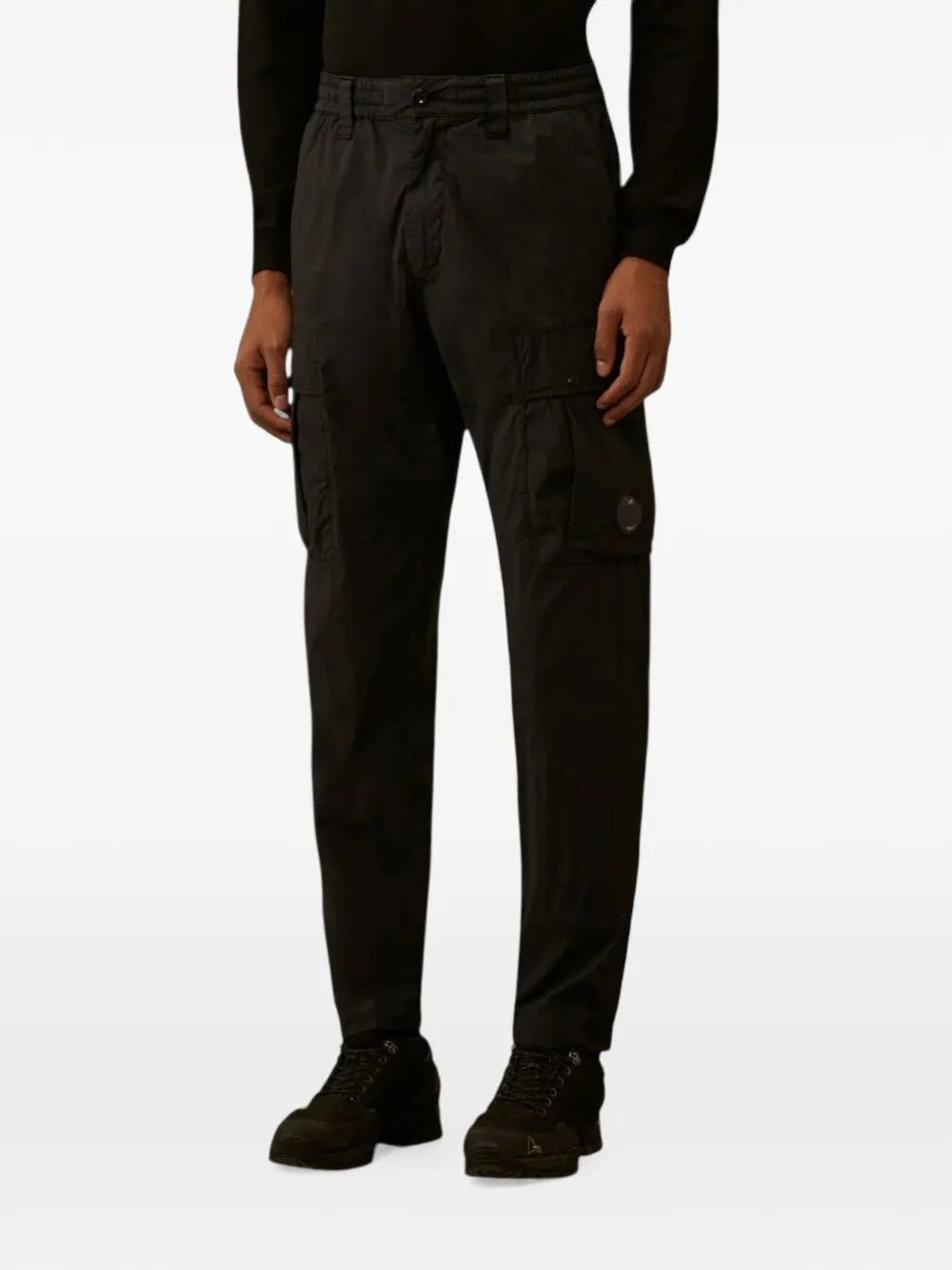 C.P. Company Cargo broek met logopatch Zwart