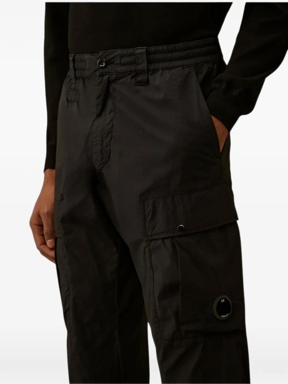 C.P. Company Cargo broek met logopatch Zwart