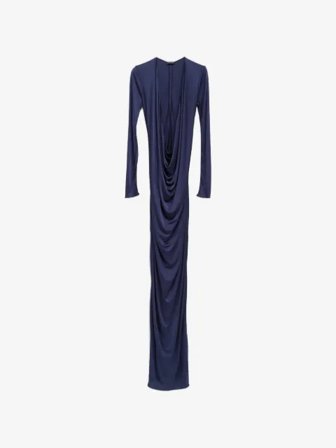 Atlein Vestido longo drapeado com gola V