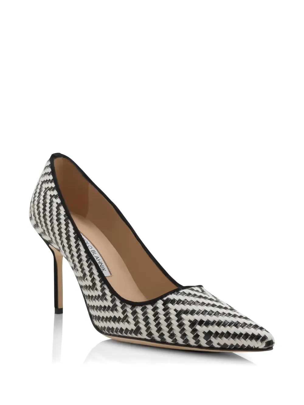 Manolo Blahnik BB pointed-toe raffia pumps Wit