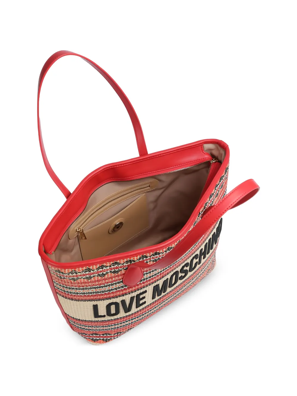 Love Moschino Gestreepte shopper met logodetail Rood