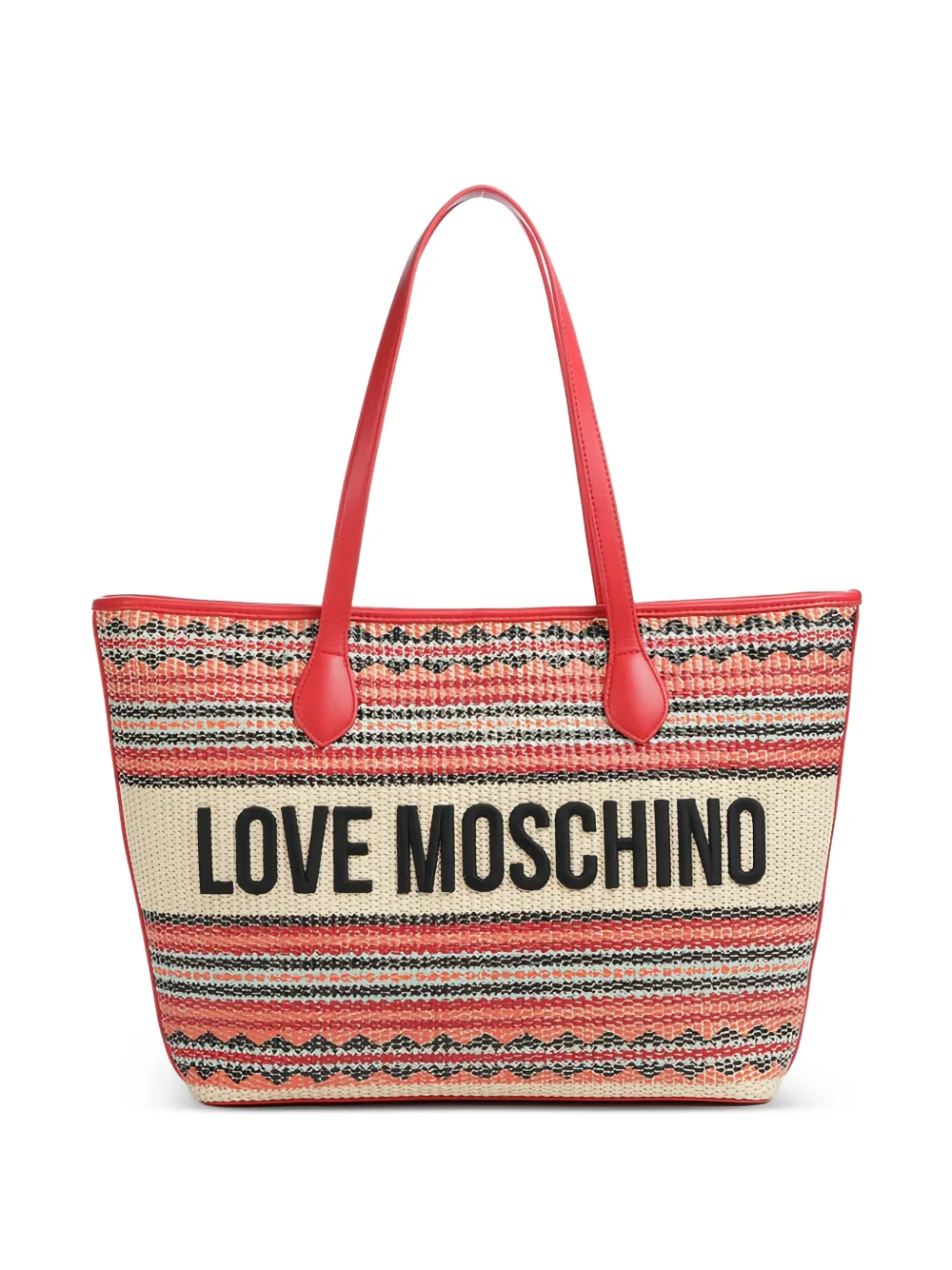 Love Moschino striped logo-detail tote bag - Red