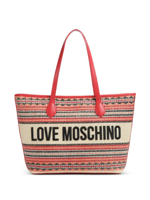 Love Moschino striped logo-detail tote bag