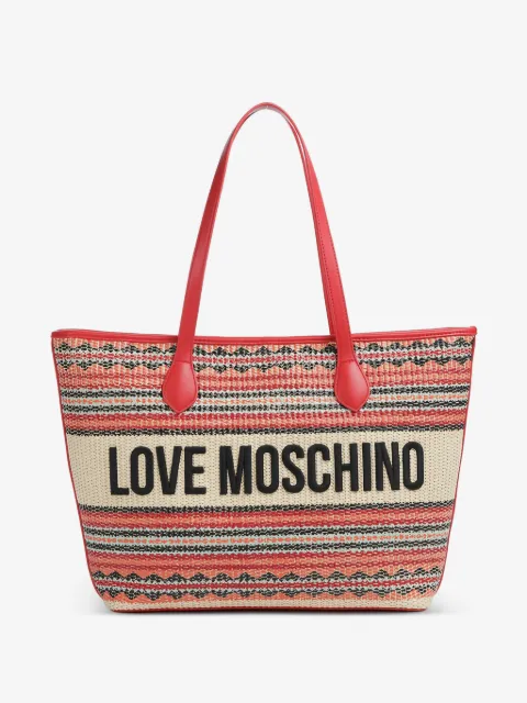 Love Moschino striped logo-detail tote bag