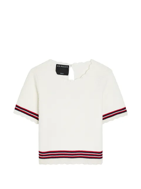 B.B. Walace	 striped-trim T-shirt