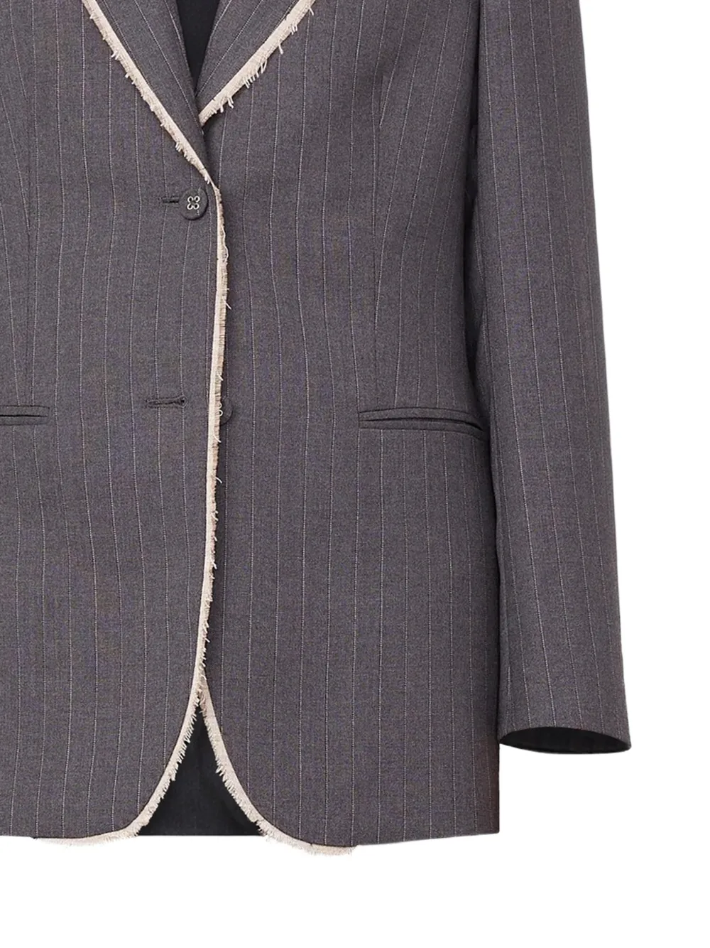  Officine Generale Pinstripe Frayed Blazer - Grey 