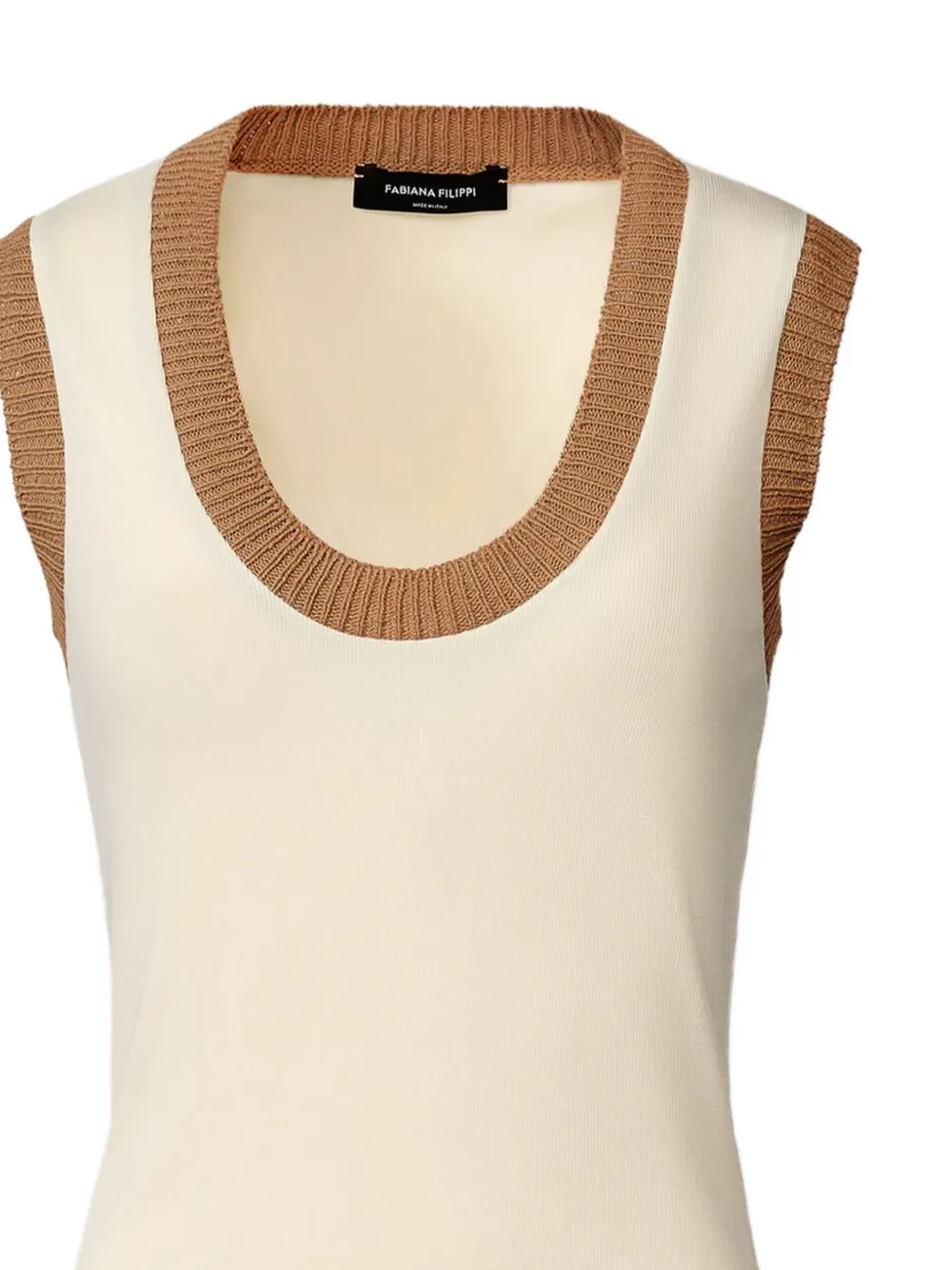Ribbed Scoop-Neck Top