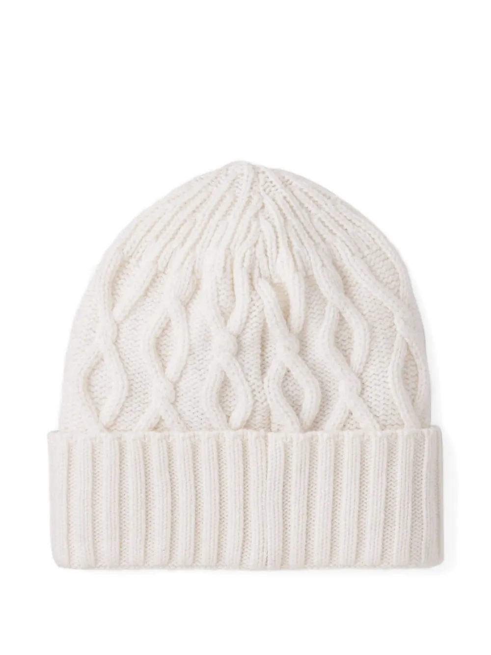 Jamila Cable-Knit Logo-Patch Beanie Hat