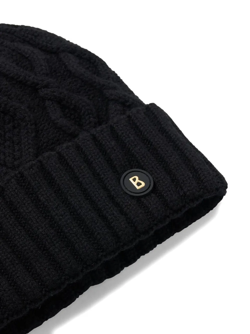  Bogner Cable-knit Logo Beanie Hat - Black 