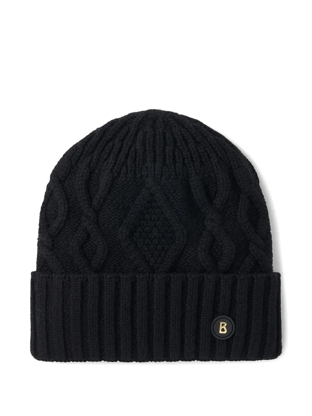 BOGNER cable-knit logo beanie hat - Nero