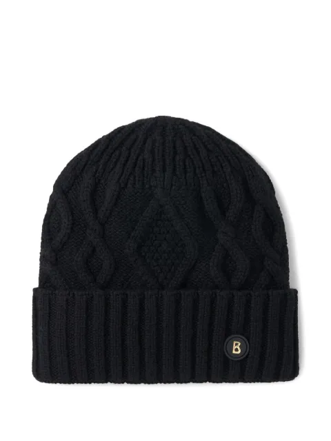 BOGNER cable-knit logo beanie hat