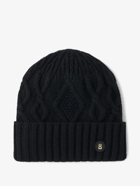 BOGNER cable-knit logo beanie hat